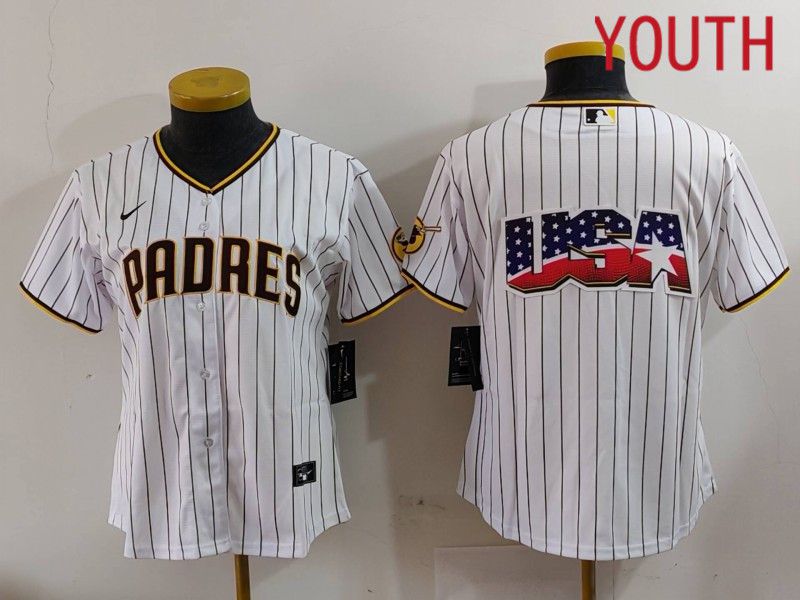 Youth San Diego Padres Blank White Stripe Game 2024 Nike MLB Jersey style 8301